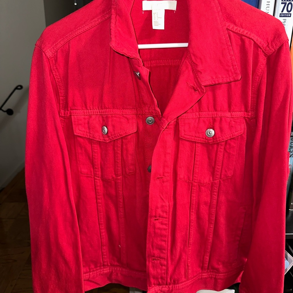 H&M Red Jean Jacket Classic Style
